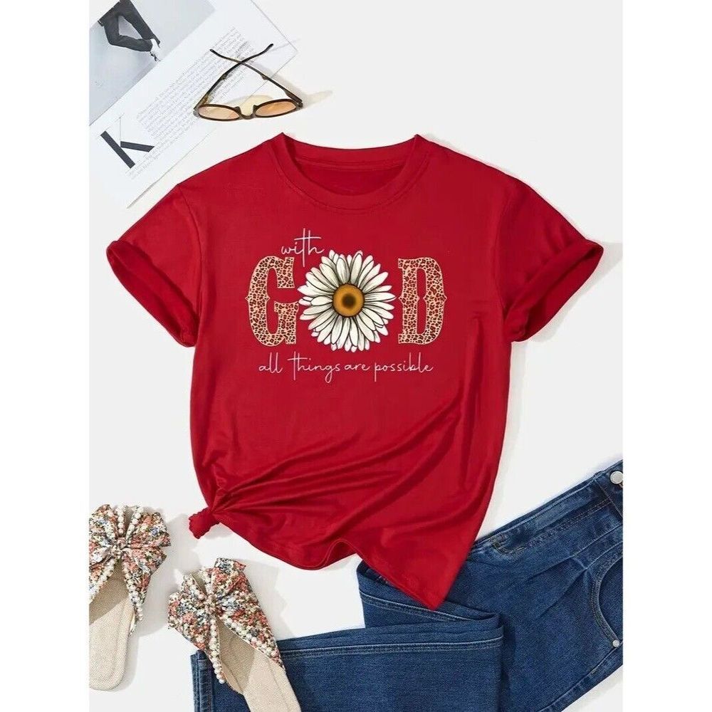 With God All Things Are Possible‎ Mom Shirt, Religious T-shirt Sz XL(12)